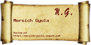 Mersich Gyula névjegykártya